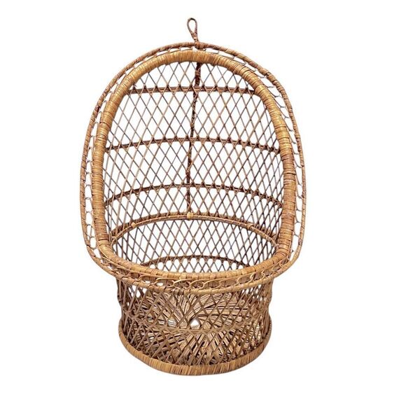 Vintage 70’s Rattan Peacock Chair Plant Pot - Picture 1 of 6